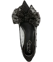 Circus NY by Sam Edelman Darcey Embellished Polka Dot Mesh Cap Toe Bow Detail Point Toe Ballet Flats