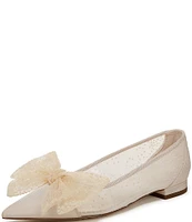 Circus NY by Sam Edelman Darcey Polka Dot Mesh Cap Toe Bow Detail Point Toe Ballet Flats