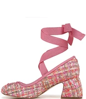 Circus NY by Sam Edelman Della Boucle Fabric Ankle Wrap Block Heel Pumps