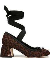 Circus NY by Sam Edelman Della Leopard Print Ankle Wrap Block Heel Pumps