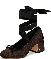 Circus NY by Sam Edelman Della Leopard Print Ankle Wrap Block Heel Pumps