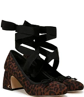 Circus NY by Sam Edelman Della Leopard Print Ankle Wrap Block Heel Pumps