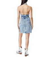 Circus NY by Sam Edelman Button Front Denim Halter Dress