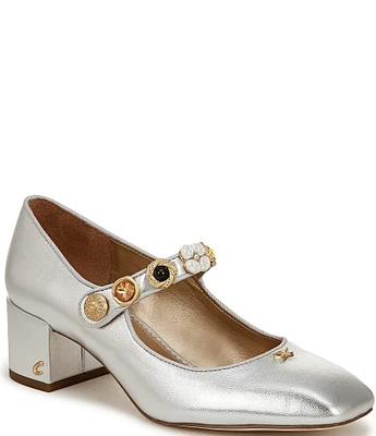 Circus NY by Sam Edelman Elaine Metallic Embellished Mary Jane Dress Pumps