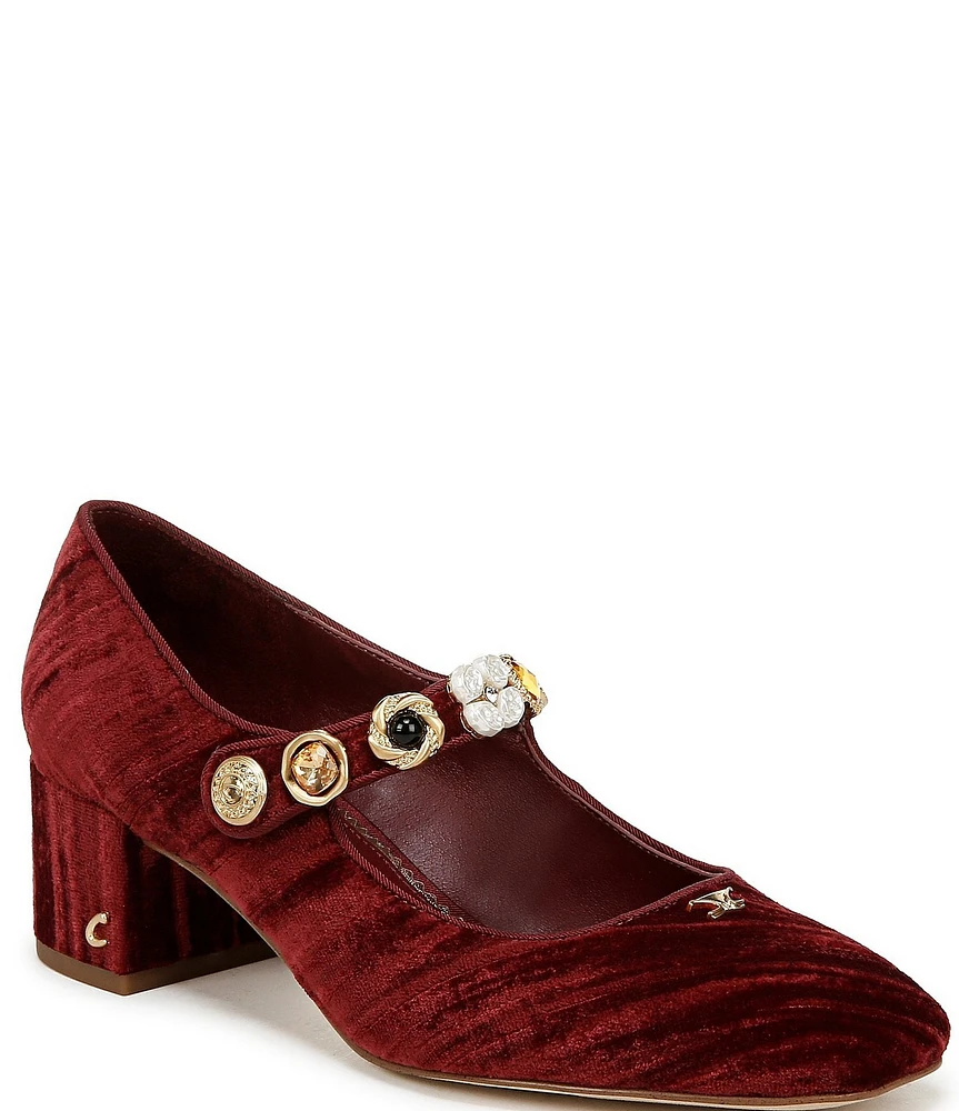 Circus NY by Sam Edelman Elaine Velvet Embellished Mary Jane Dress Pumps