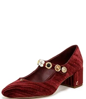 Circus NY by Sam Edelman Elaine Velvet Embellished Mary Jane Dress Pumps