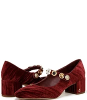 Circus NY by Sam Edelman Elaine Velvet Embellished Mary Jane Dress Pumps