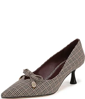 Circus NY by Sam Edelman Fleur Houndstooth Bow Detail Kitten Heel Dress Pumps