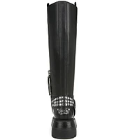 Circus NY by Sam Edelman Hayes Metal Leather Studded Harness Moto Tall Boots