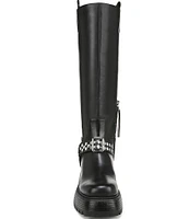 Circus NY by Sam Edelman Hayes Metal Leather Studded Harness Moto Tall Boots