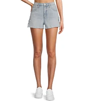 Circus NY by Sam Edelman High Rise Floral Cut-Out Frayed Hem Denim Shorts