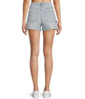 Circus NY by Sam Edelman High Rise Floral Cut-Out Frayed Hem Denim Shorts