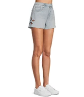 Circus NY by Sam Edelman High Rise Floral Cut-Out Frayed Hem Denim Shorts