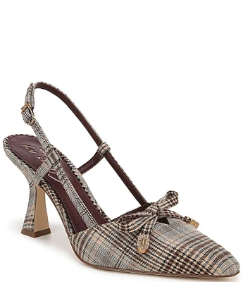 Circus NY by Sam Edelman Monica Plaid Fabric Bow Detail Slingback Dress Pumps