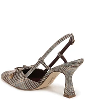 Circus NY by Sam Edelman Monica Plaid Fabric Bow Detail Slingback Dress Pumps