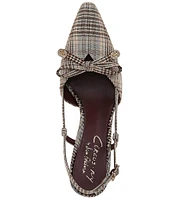 Circus NY by Sam Edelman Monica Plaid Fabric Bow Detail Slingback Dress Pumps