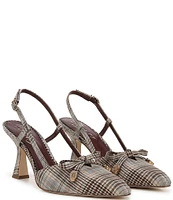 Circus NY by Sam Edelman Monica Plaid Fabric Bow Detail Slingback Dress Pumps