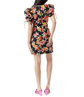 Circus NY by Sam Edelman Portia Floral Print Short Puff Tie Sleeve Dress