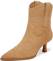 Circus NY by Sam Edelman Yolanda Suede Western Pointed Toe Kitten Heel Booties