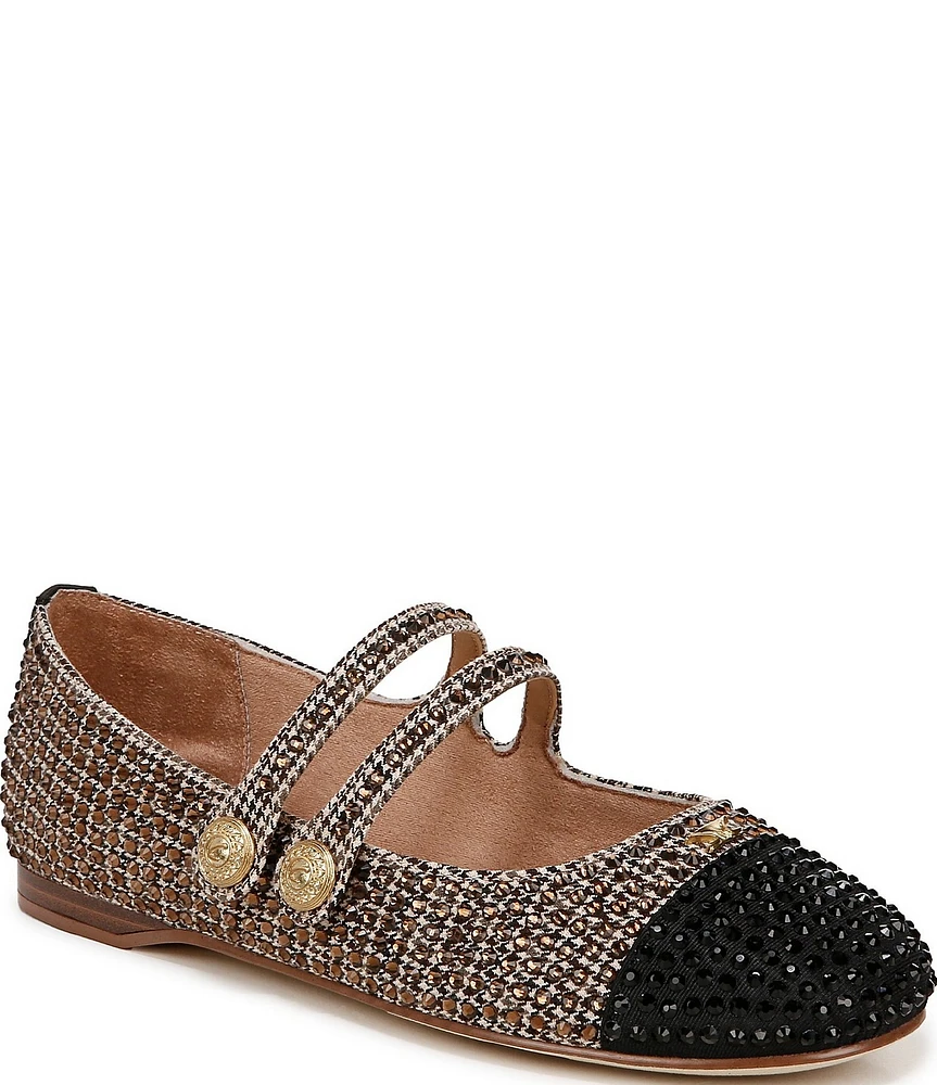 Circus NY by Sam Edelman Zoey Houndstooth Rhinestone Mary Jane Cap Toe Ballerina Flats