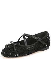 Circus NY by Sam Edelman Zuri Cozy Sequin Faux Shearling Cross Over Bow Ballerina Flats