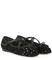 Circus NY by Sam Edelman Zuri Cozy Sequin Faux Shearling Cross Over Bow Ballerina Flats