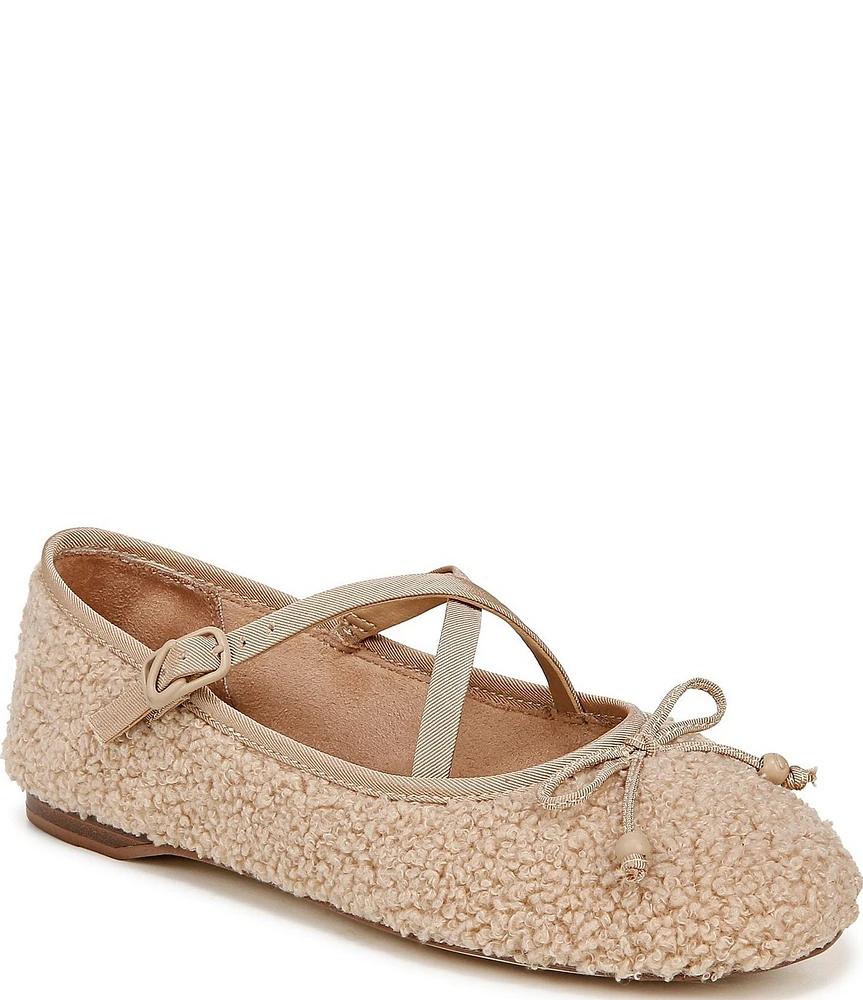 Circus NY by Sam Edelman Zuri Cozy Shearling Cross Over Bow Ballerina Flats