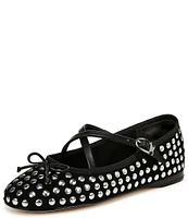 Circus NY by Sam Edelman Zuri Suede Cross Strap Studded Ballerina Bow Flats