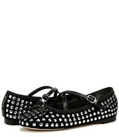 Circus NY by Sam Edelman Zuri Suede Cross Strap Studded Ballerina Bow Flats