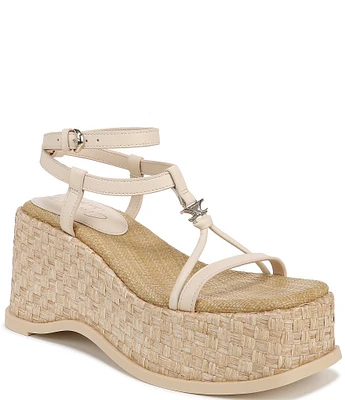 Circus NY by Sam Edelman Odette Leather Basket Weave Strappy Platform Wedge Sandals