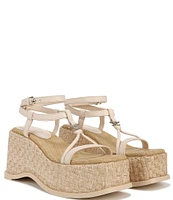 Circus NY by Sam Edelman Odette Leather Basket Weave Strappy Platform Wedge Sandals