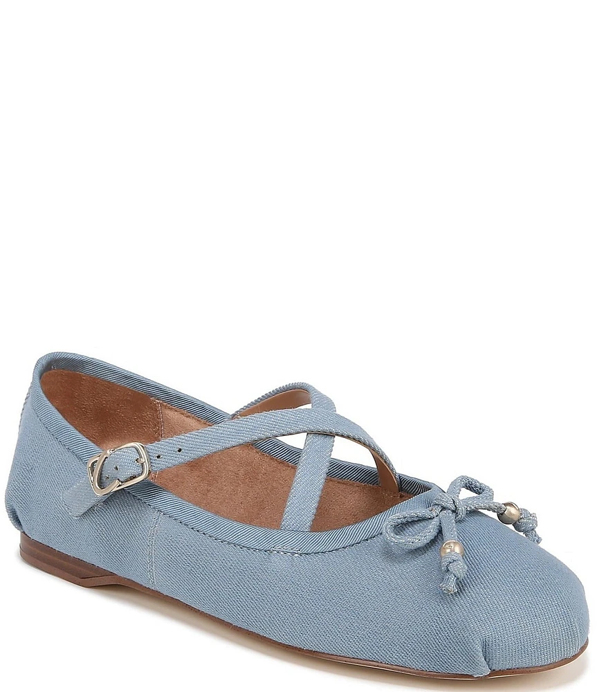 Circus NY by Sam Edelman Zuri Denim Print Bow Ballerina Flats