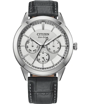 Citizen Men's Classic Eco Wr100 Analog Black Leather Strap Watch