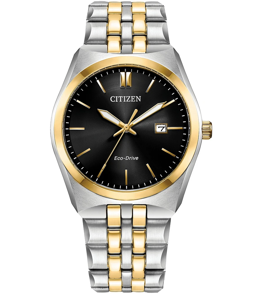 Citizen Men's Corso Three Hand Two Tone Stainless Steel Black Dial Bracelet Watch