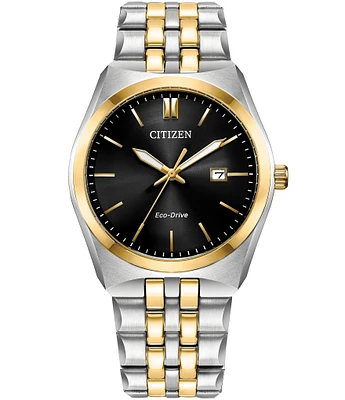 Citizen Men's Corso Three Hand Two Tone Stainless Steel Black Dial Bracelet Watch