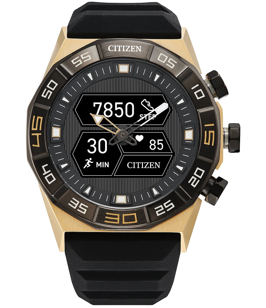 Citizen Men's CZ Hybrid Smart Black and Gold Silicone Strap Watch