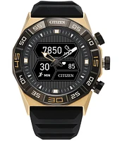 Citizen Men's CZ Hybrid Smart Black and Gold Silicone Strap Watch