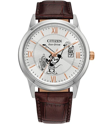 Citizen Men's Disney© Citizen Steamboat Willie 1928 Three Hand Brown Leather Strap Watch