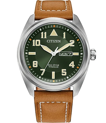 Citizen Men's Garrison Three Hand Brown Leather Strap Watch