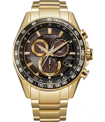 Citizen Men's PCAT Atomic Timekeeping Chronograph Gold Stainless Steel Bracelet Watch