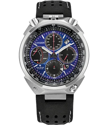 Citizen Men's Promaster Tsuno Racer Chronograph Black Leather Strap Watch