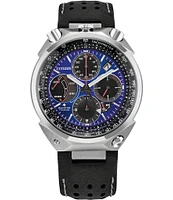 Citizen Men's Promaster Tsuno Racer Chronograph Black Leather Strap Watch