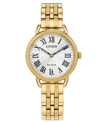 Citizen Women's Classic Coin Edge Three Hand Gold Stainless Steel Bracelet Watch