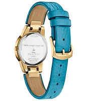 Citizen Women's Disney Collection Aladdin Two Hand Teal Leather Strap Watch and Pin Set