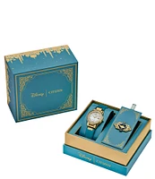 Citizen Women's Disney Collection Aladdin Two Hand Teal Leather Strap Watch and Pin Set