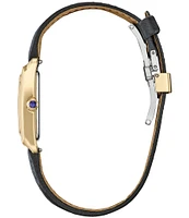 Citizen Women's L Bianca Three Hand Black Leather Strap Watch