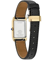 Citizen Women's L Bianca Three Hand Black Leather Strap Watch