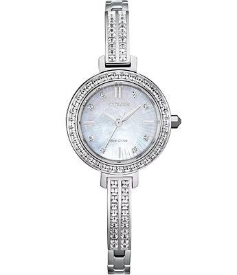 Citizen Women's Silhouette Crystal Three Hand Stainless Steel Petite Bracelet Watch