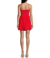 City Vibe Eyelet Embroidered Sleeveless Bow Accent Dress
