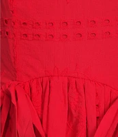 City Vibe Eyelet Embroidered Sleeveless Bow Accent Dress